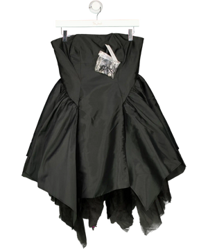 KAREN MILLEN Black Taffeta And Tulle Bandeau Mini Dress UK 8