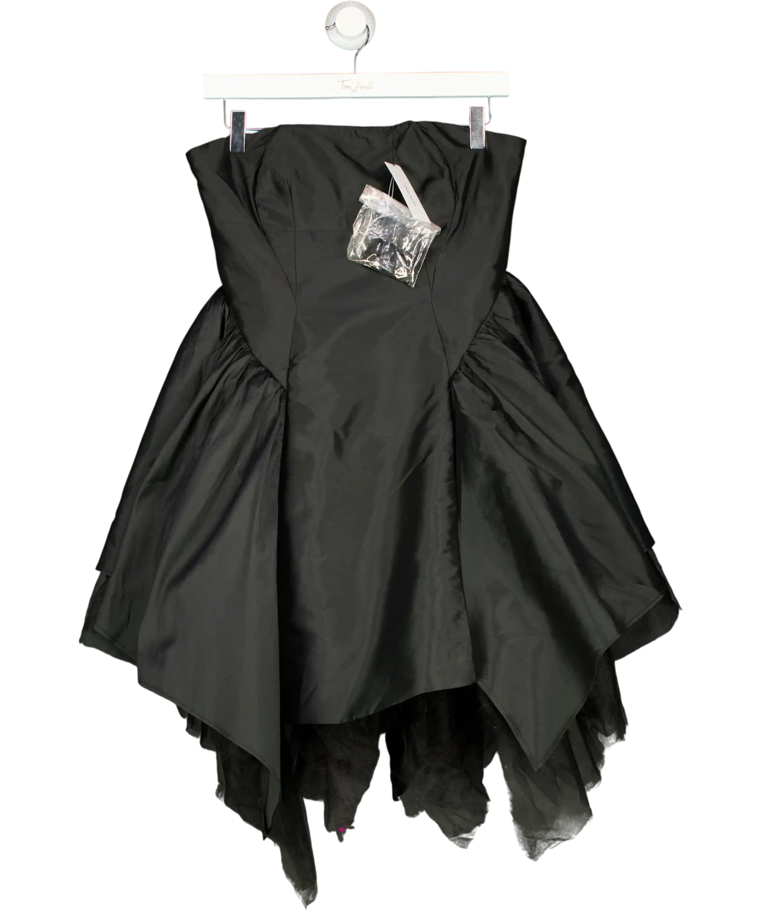 KAREN MILLEN Black Taffeta And Tulle Bandeau Mini Dress UK 8