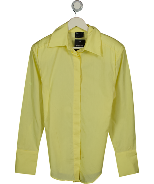 ASOS Yellow Clinched Shirt Mini Dress In Buttermilk UK 8