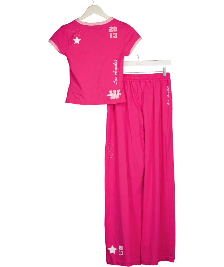 White Fox Pink All Star Season Baby Tee And Track Pants Set UK S