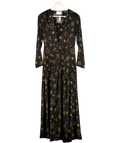 we are LEONE Black / Gold 100% Silk Star Print Kimono UK XS/S