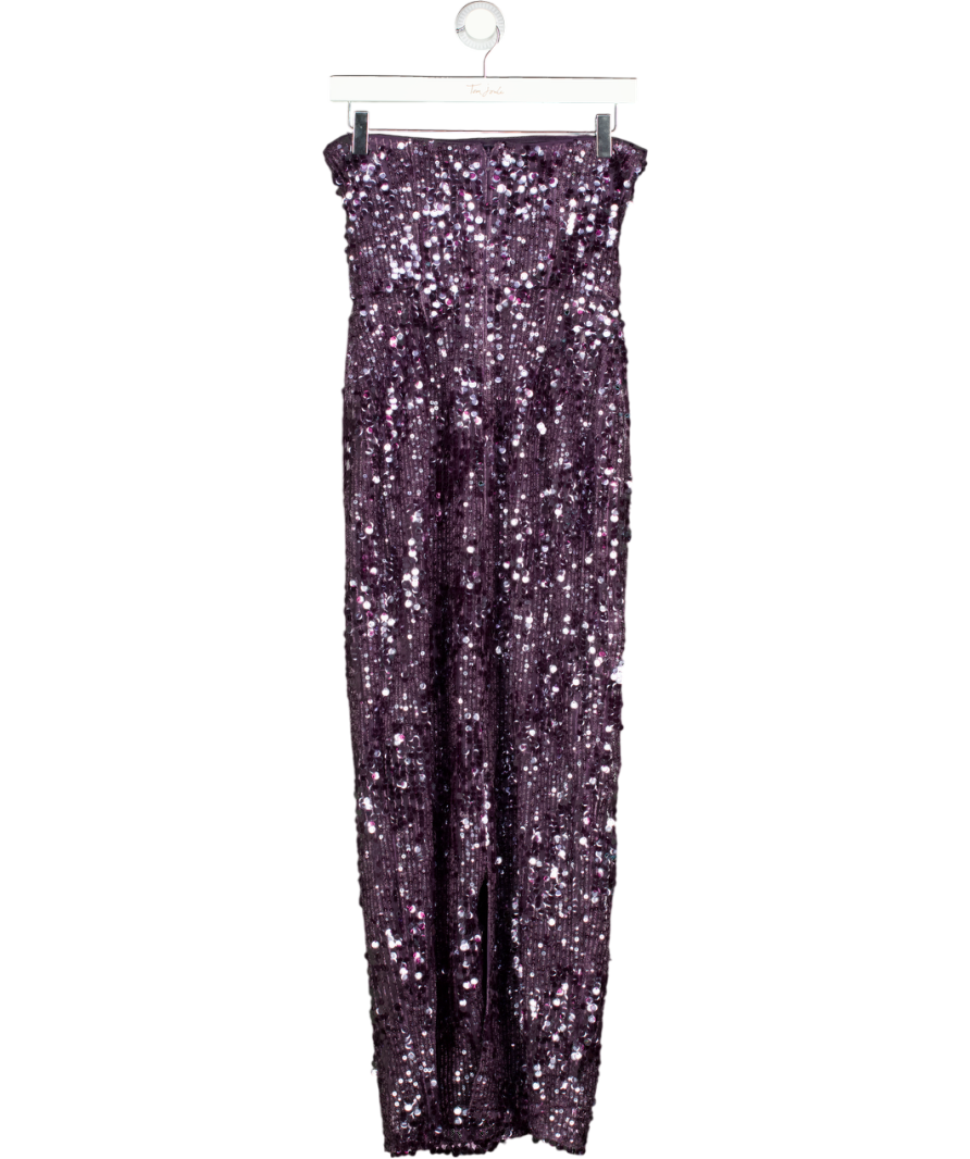MICHELLE KEEGAN Purple Sequin Bandeau Midi Dress UK 8