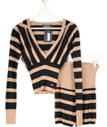 I.AM.GIA Brown Suzi V-neck Long Sleeve Fitted Hooded Sweater (s) And Shorts Set UK S