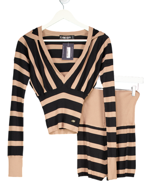 I.AM.GIA Brown Suzi V-neck Long Sleeve Fitted Hooded Sweater (s) And Shorts Set UK S