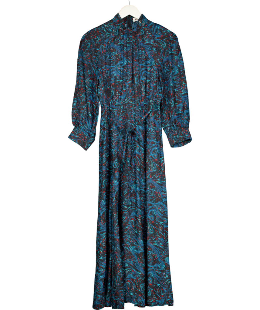 cefinn midi dress CEFINN Blue / Multi Print 100% Silk Midi Dress UK 8 – Reliked
