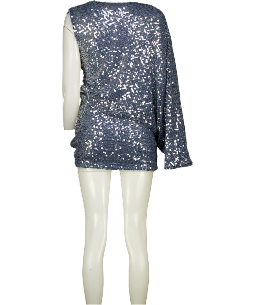 DE LA VALI Ibiza Mini Dress In Blue Sequin Crochet UK 6