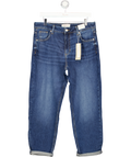 M&S PER UNA Blue Girlfriend Mid Rise Turn Up Jeans With Lyocell - Short Length UK 14