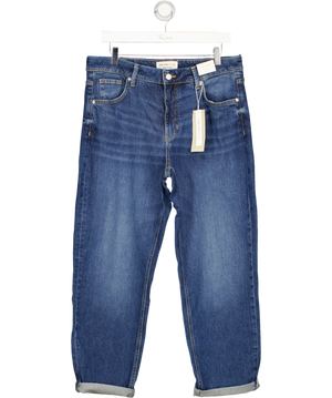 M&S PER UNA Blue Girlfriend Mid Rise Turn Up Jeans With Lyocell - Short Length UK 14