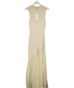 TOPSHOP Cream Knitted Sheer Mix Dress In Ivory UK M