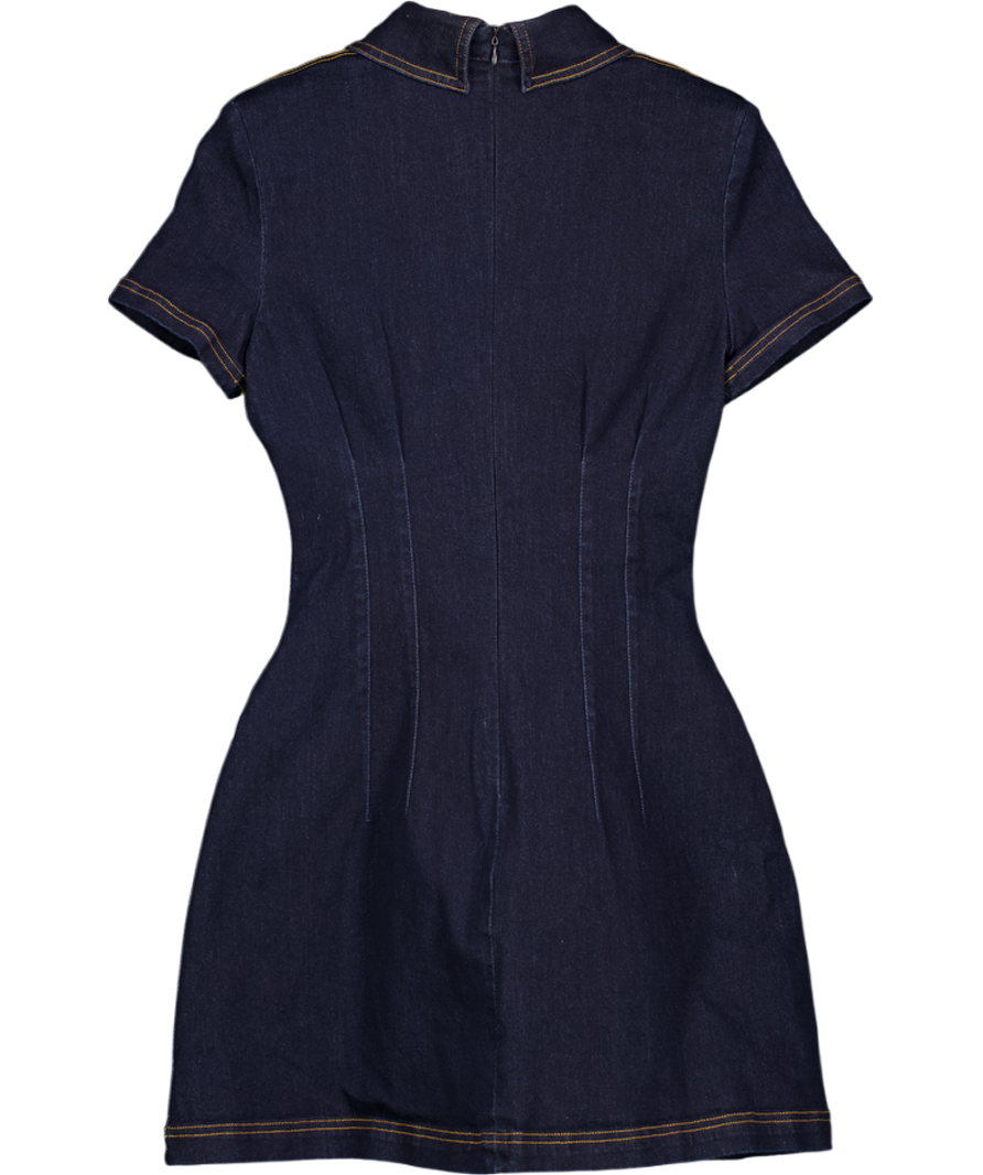 ODDMUSE Blue Cotton Mix Denim Collared Mini Dress UK S