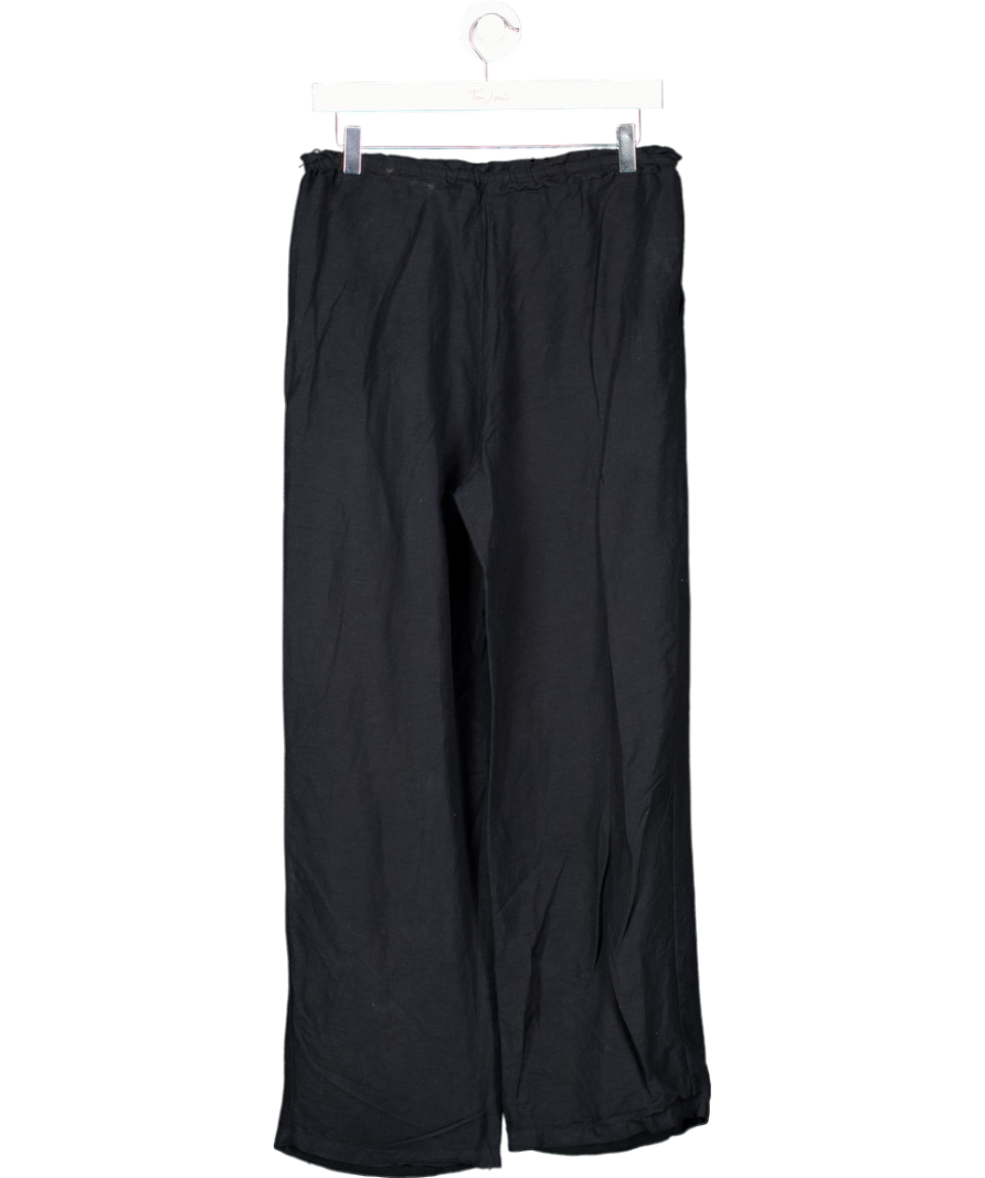 Lioness Black Linen Wide Leg Pants UK XS
