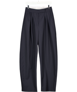 HENNE Navy Blue Portia Relaxed Wide Leg Trousers UK 8