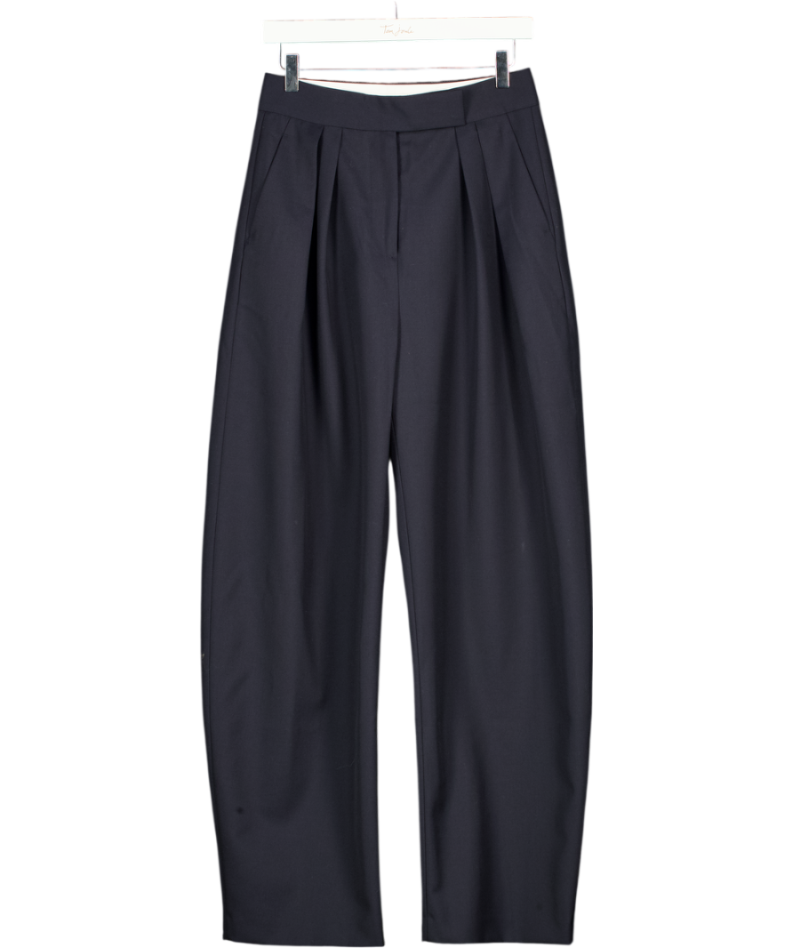 HENNE Navy Blue Portia Relaxed Wide Leg Trousers UK 8