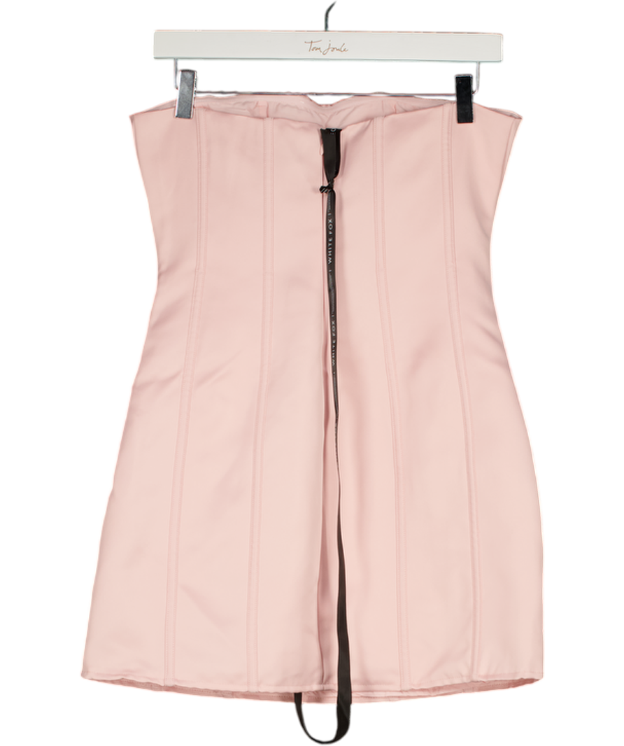 White Fox Pink I Love You Embellished Strapless Mini Dress UK S