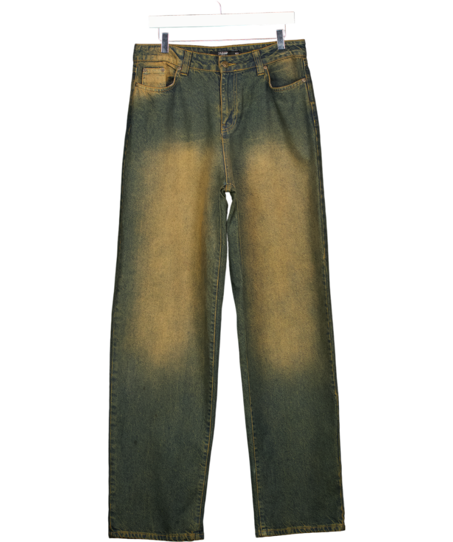 JADED LONDON Black & Brown Acid Washed Baggy Jeans W28