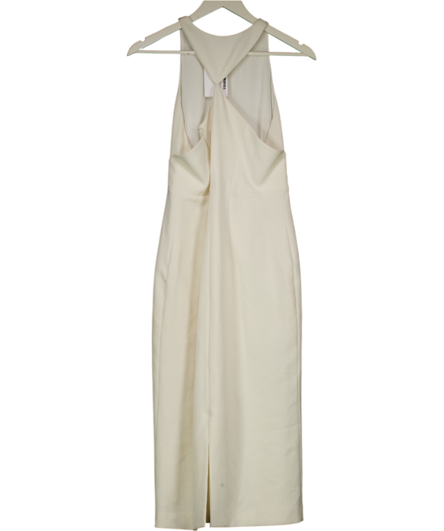 Whistles Cream High Neck Midi Dress With Geometric Back Detail UK 10