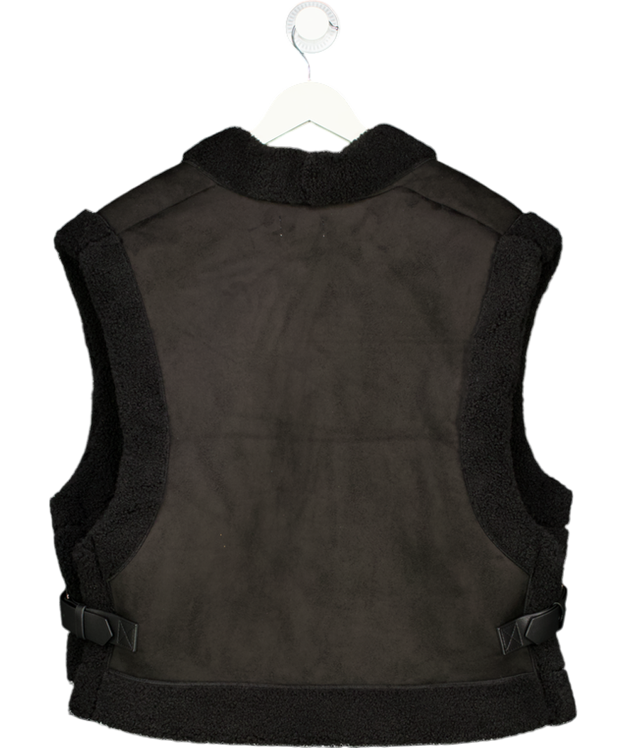 Free People Black Marianna Vegan Supersoft Suede / Shearling Gilet One Size