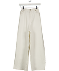 THE FRANKIE SHOP White Wide Leg High Rise Crop Denim Jeans UK S