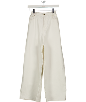 THE FRANKIE SHOP White Wide Leg High Rise Crop Denim Jeans UK S