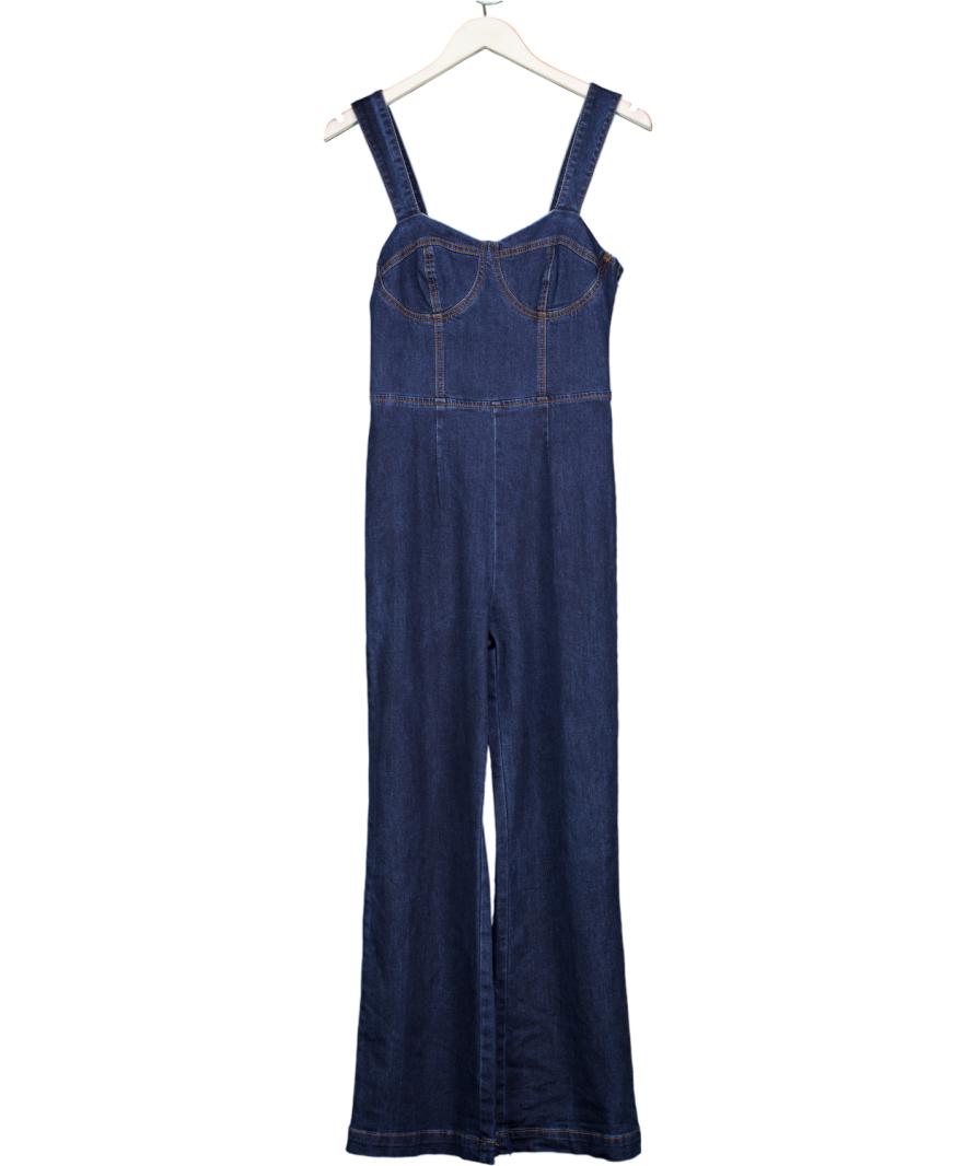 EBBY AND I Blue Denim Corset Top Jumpsuit UK 8