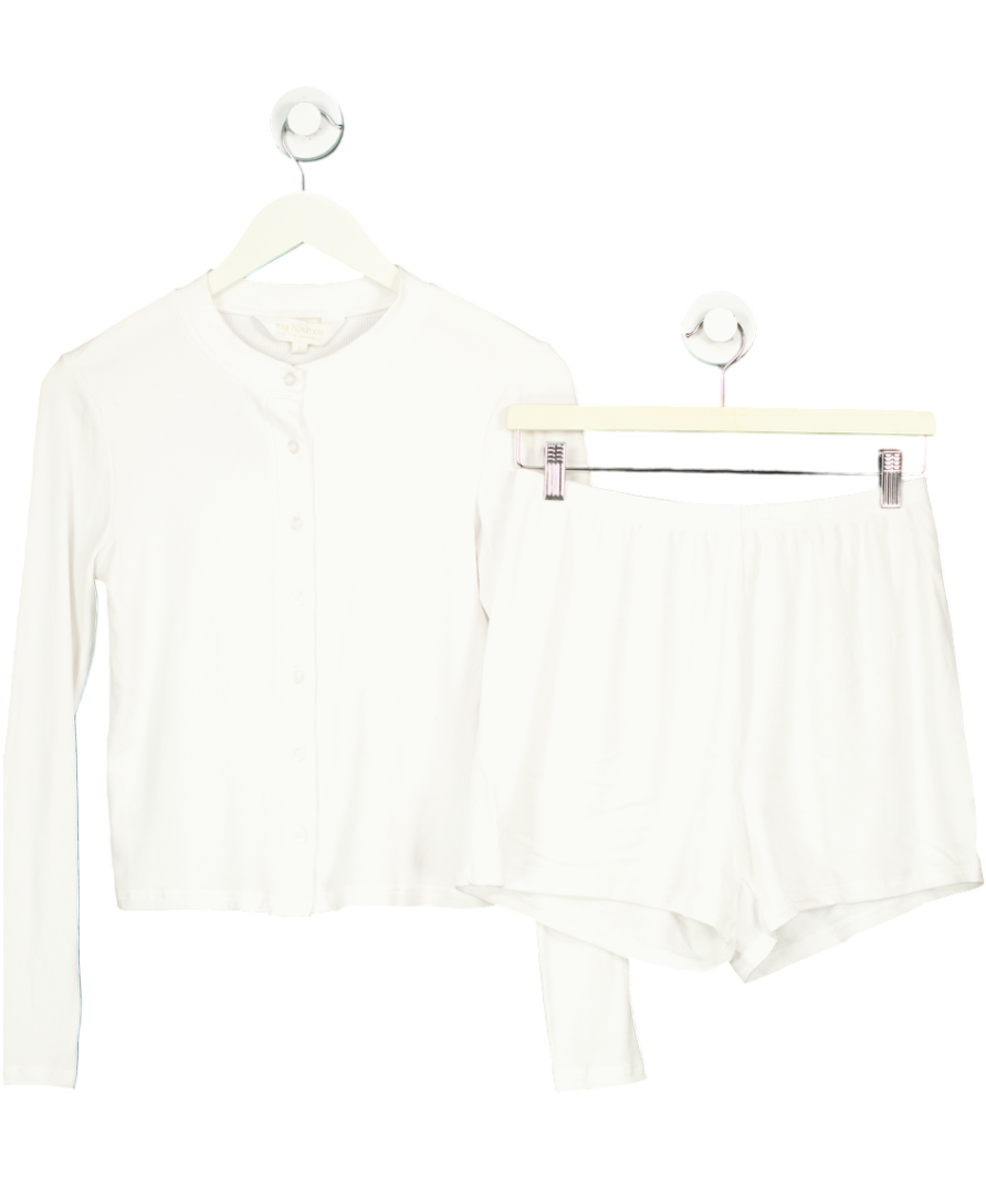 The NAP Co. White Brushed Rib Knit Weekend Trouser + Cardigan Set - Snow UK S
