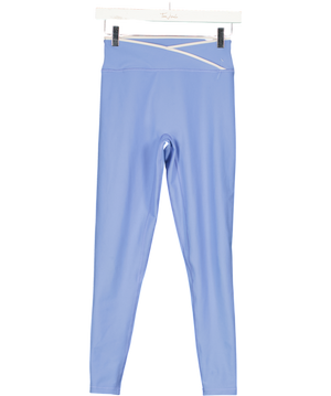 White Fox Corn Flower Blue High Waisted Active Wear Leggings UK S
