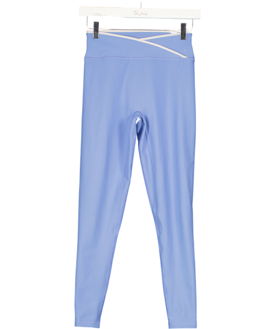 White Fox Corn Flower Blue High Waisted Active Wear Leggings UK S
