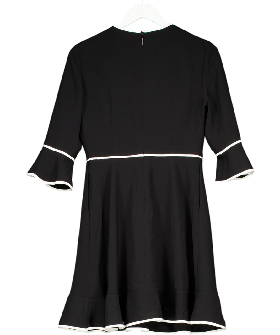 Ted Baker Black / Ivory  Dindy Woven Skater Dress With Bow Binding Sz2 UK 10