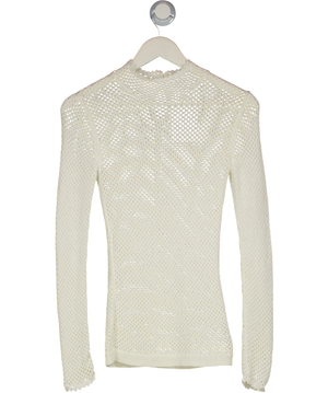 AllSaints Cream Avril Roll Neck Open Stitch Jumper UK S