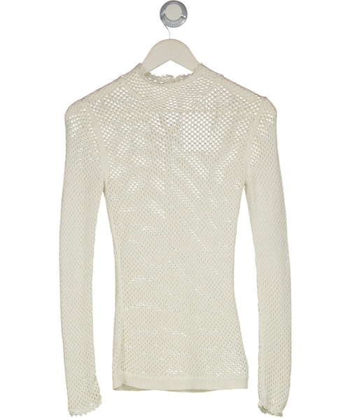 AllSaints Cream Avril Roll Neck Open Stitch Jumper UK S