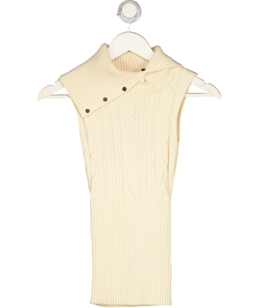 FRANKIES BIKINIS Cream Axel Cable Cloud Knit Sleeveless Sweater UK S