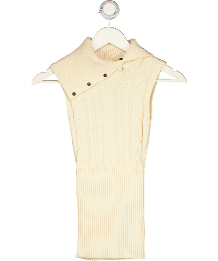 FRANKIES BIKINIS Cream Axel Cable Cloud Knit Sleeveless Sweater UK S