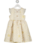 RACHEL RILEY Cream Girls Gold Star Jacquard Dress 5 Years