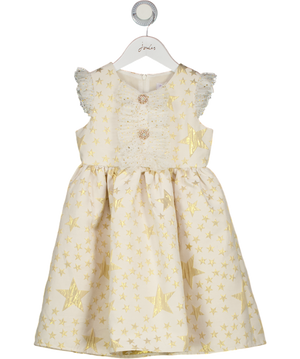 RACHEL RILEY Cream Girls Gold Star Jacquard Dress 5 Years