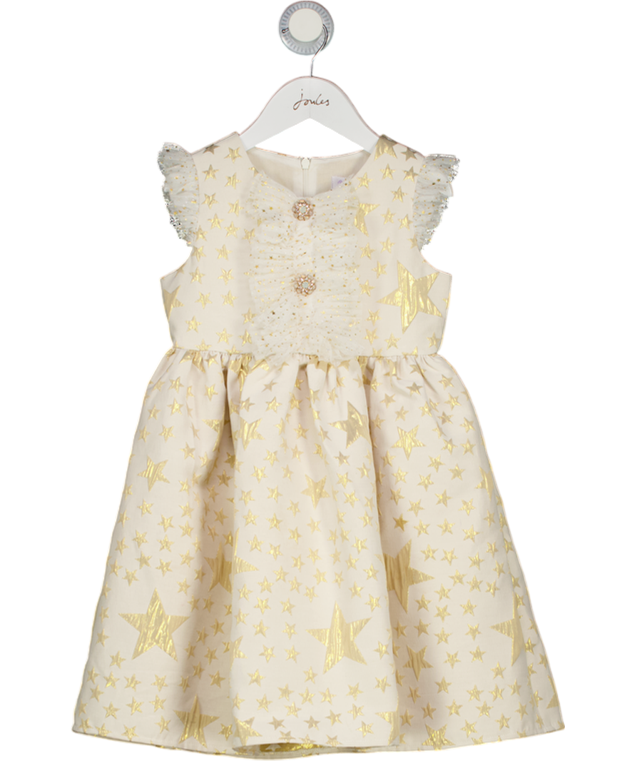 RACHEL RILEY Cream Girls Gold Star Jacquard Dress 5 Years