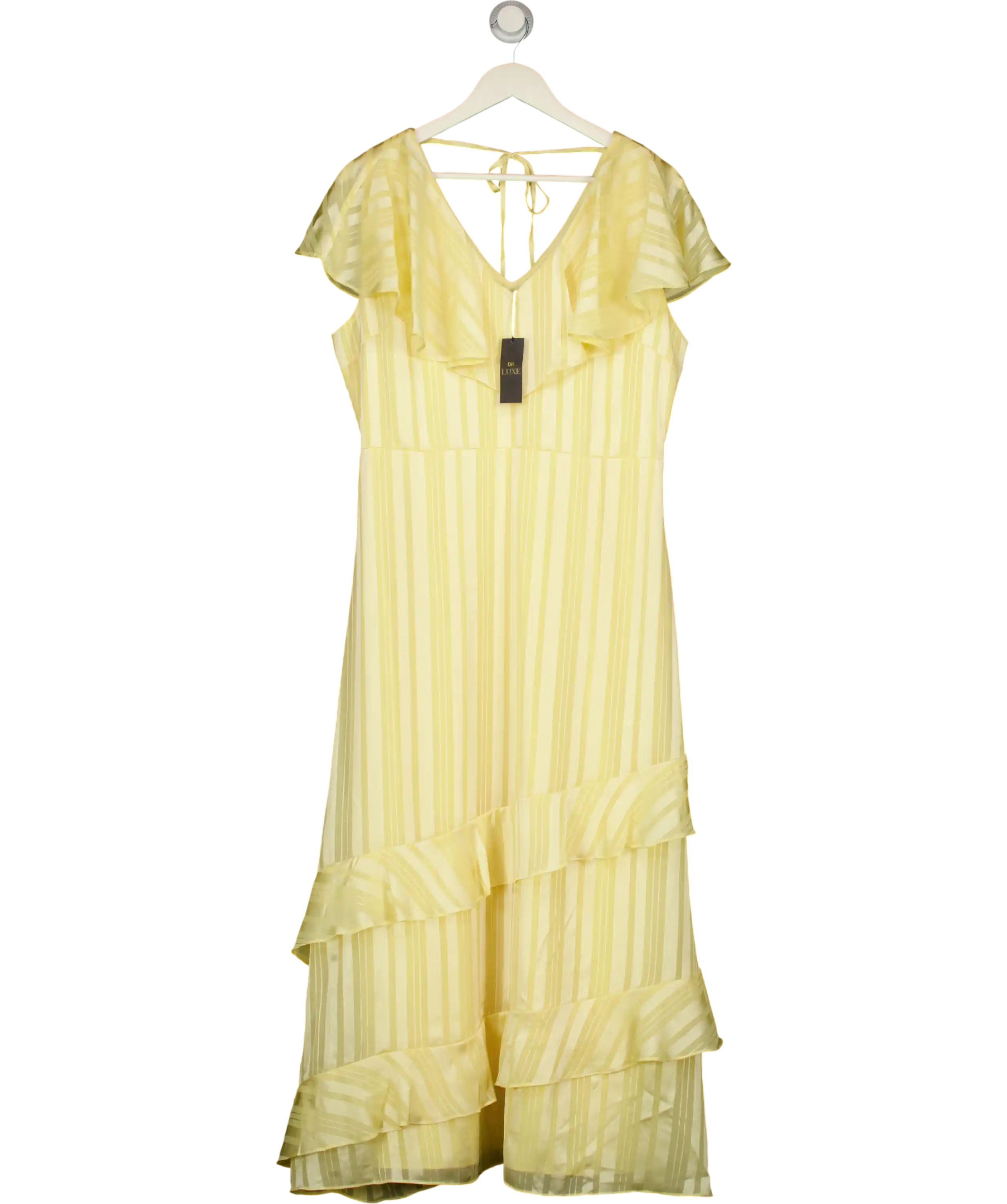 dorothy perkins Dp Luxe Cape Ruffle Midi Dress Yellow UK 14