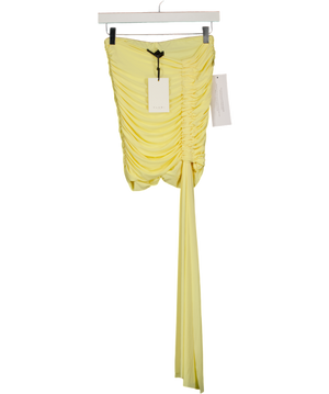 CLUB L LONDON Yellow Katelyn Lemon Ruched Wrap Mini Skirt With Sash UK 10