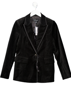 Karen Millen Black Velvet Groisgrain Tailored Blazer UK 10