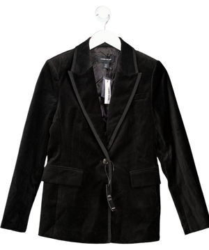 Karen Millen Black Velvet Grosgrain Tailored Blazer UK 10