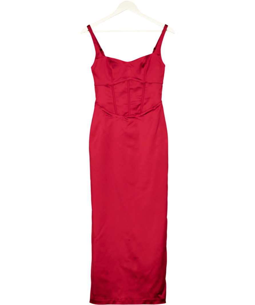 Abercrombie & Fitch Dark Red Corset Midi Dress - Tall UK XS