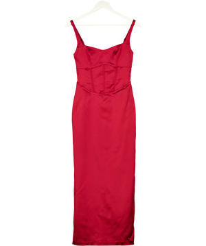 Abercrombie & Fitch Dark Red Corset Midi Dress - Tall UK XS