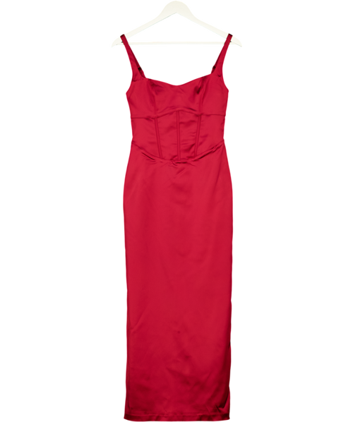 Abercrombie & Fitch Dark Red Corset Midi Dress - Tall UK XS