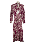 CLAUDIE PIERLOT Burgundy / Cream Long Sleeve Shirt Dress Fr40 UK 12