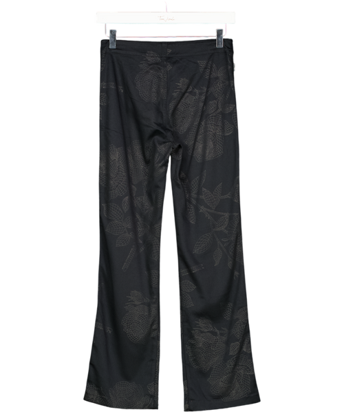 Moschino Jeans Black R423 Subtle Floral Print Stretch Wide Leg Trousers UK 8