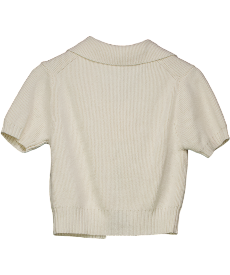 ZARA Cream Bow Front Short Sleeve Knit Top UK M