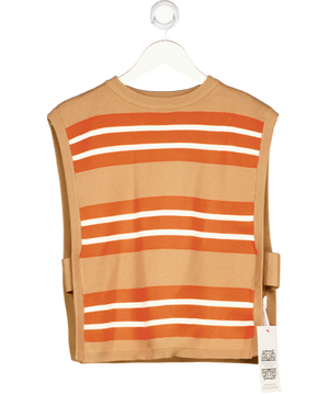 NEVER FULLY DRESSED Orange / Tan Stripe Tank Top UK M