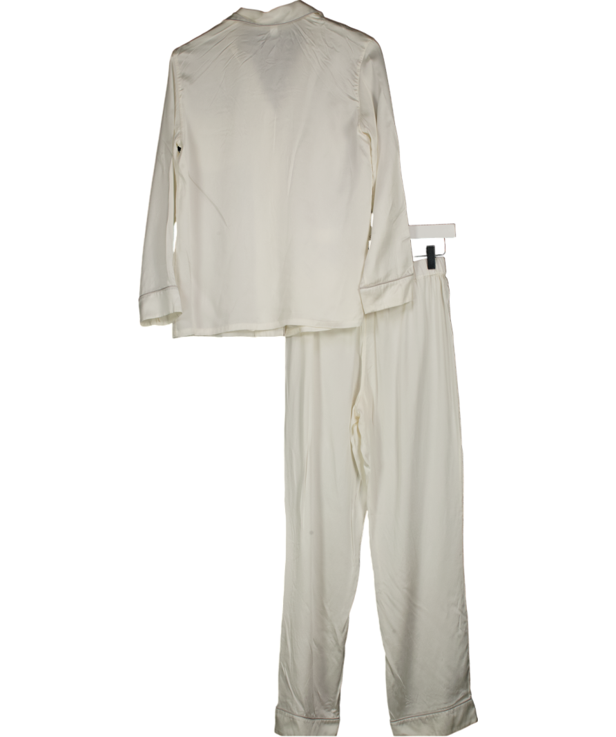 The White Company Cream 100% Silk Classic Piped Pyjama Set UK S