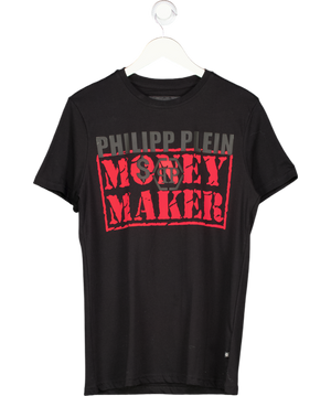 PHILIPP PLEIN Black "money Maker"  Logo T-shirt UK M