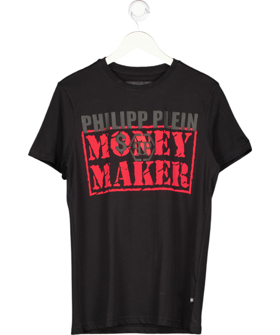 PHILIPP PLEIN Black "money Maker"  Logo T-shirt UK M