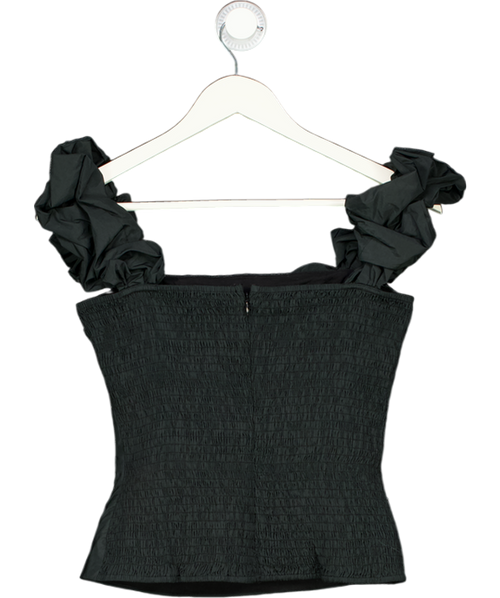 Arket Black Ruched Sleeve Shirred Back Cami Top UK 8